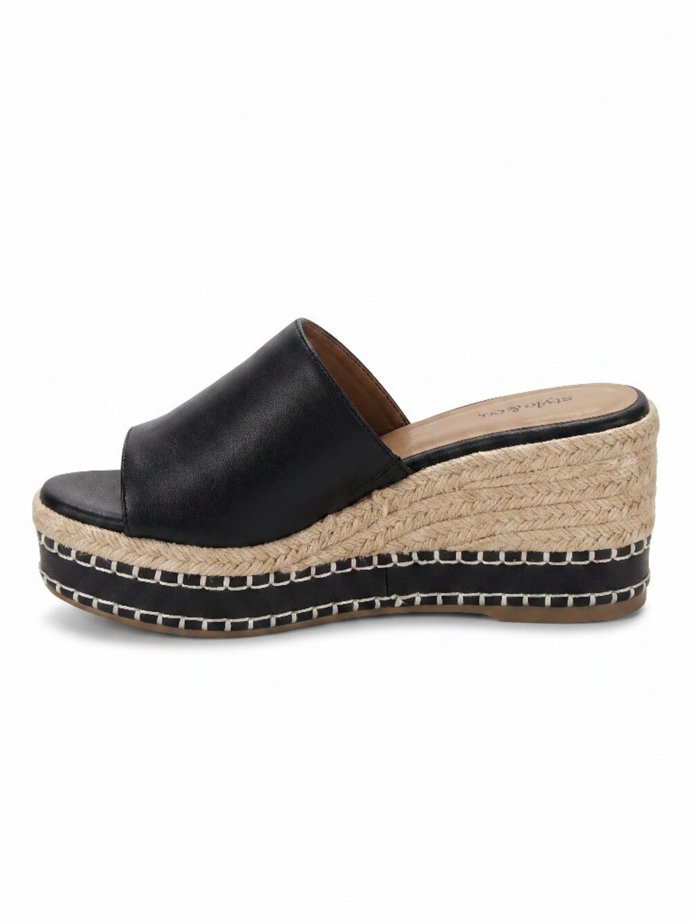 Black Wedge Sandel- Haysee Black Beauty Wedge Size 8.5. NEW. STYLE & Co.